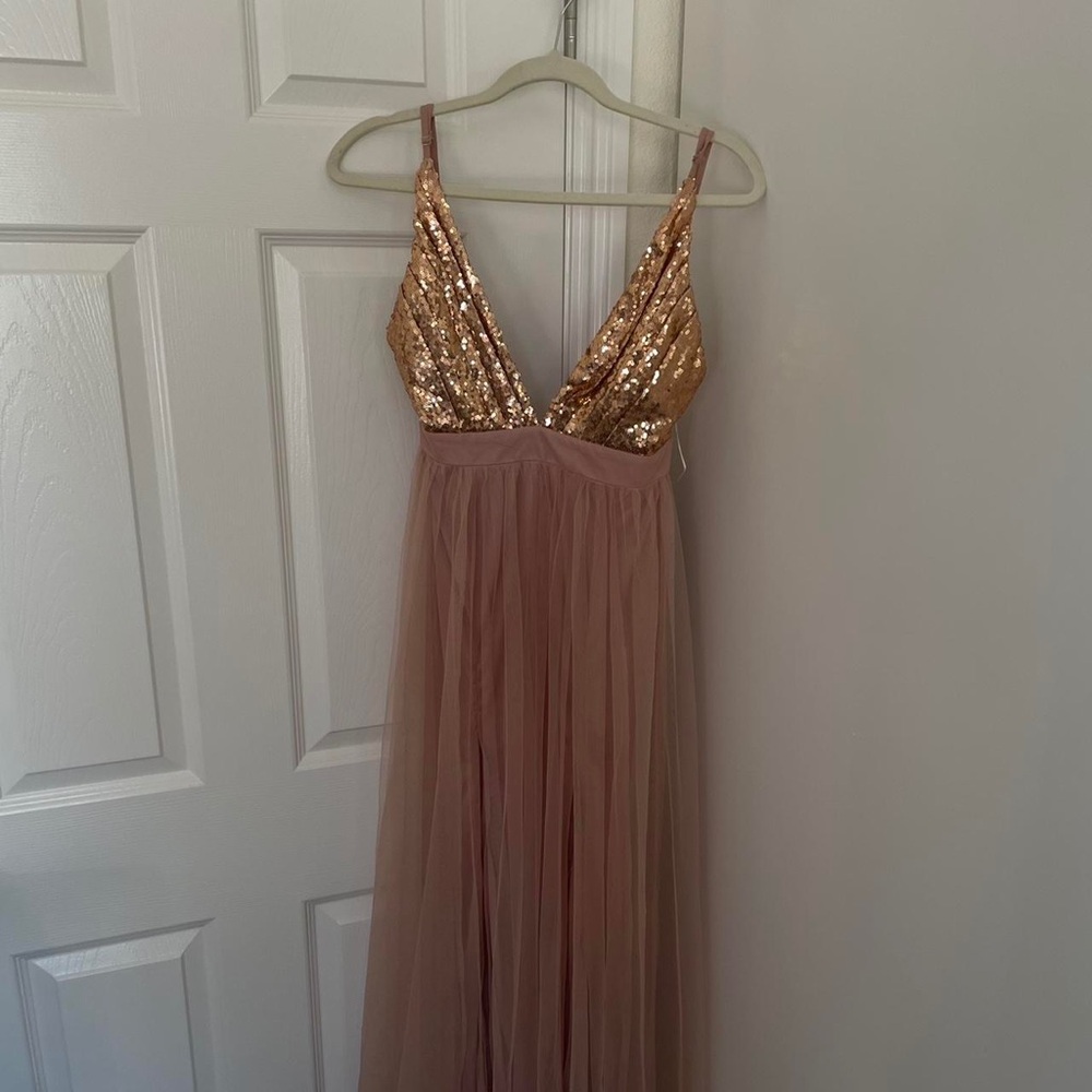 Elegant Gold and Pink Sequin Dress